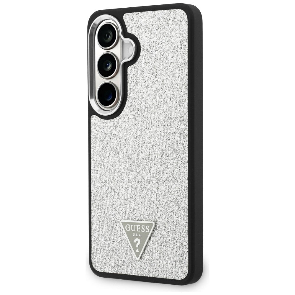 MagSafe maska za Samsung Galaxy S26 S942, Guess, Fixed Glitter Triangle Logo, Srebrna