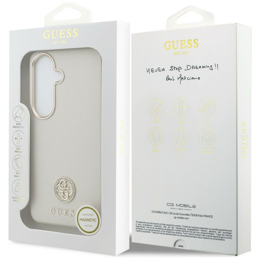 MagSafe futrola za Samsung Galaxy S26 S942, Guess, Rhinestone Round Logo, Bež