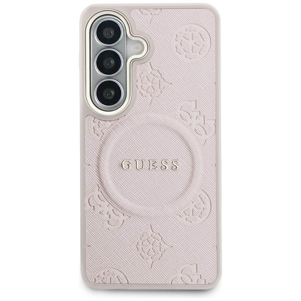 MagSafe futrola za Samsung Galaxy S26 S942, Guess, Saffiano Peony Embossed Ring, Roza
