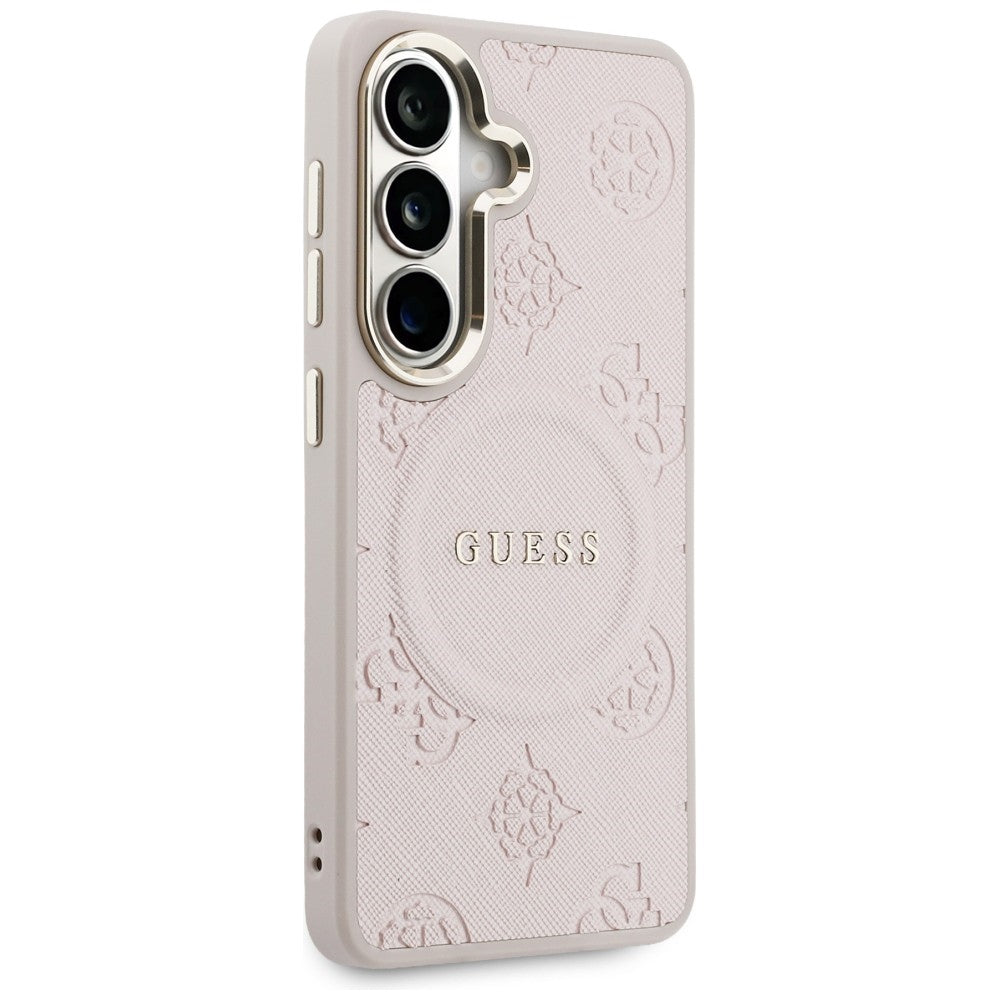 MagSafe futrola za Samsung Galaxy S26 S942, Guess, Saffiano Peony Embossed Ring, Roza