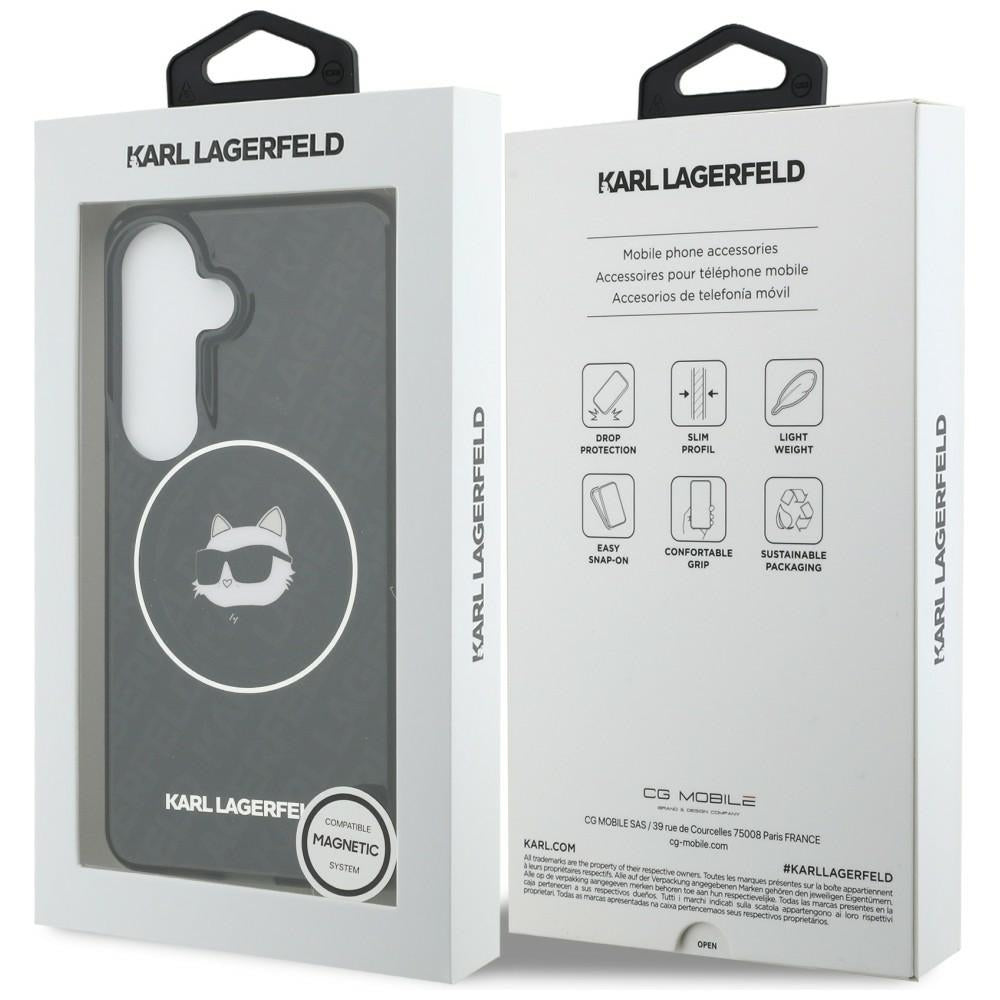 Futrola MagSafe za Samsung Galaxy S26 S942, Karl Lagerfeld, IML Choupette Head on KL Repeated Logo, Crna