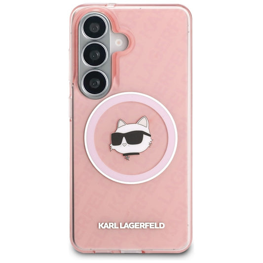 Futrola MagSafe za Samsung Galaxy S26 S942, Karl Lagerfeld, IML Choupette Head on KL Repeated Logo, Roza