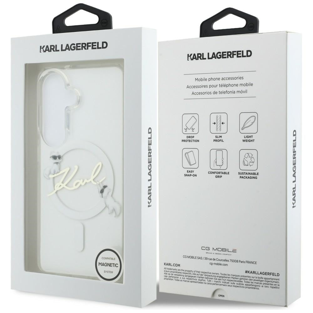 MagSafe maska za Samsung Galaxy S26 S942, Karl Lagerfeld, IML Choupette Karl Script Logo, Bijela