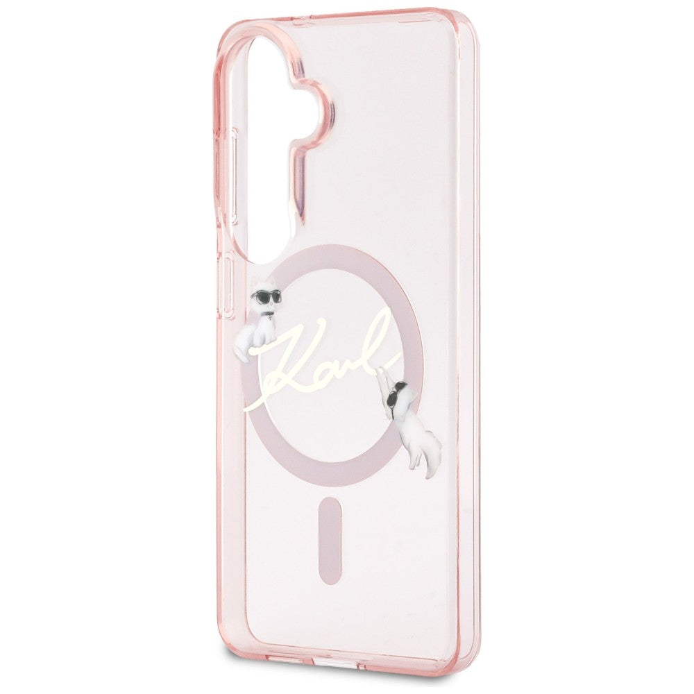 MagSafe maska za Samsung Galaxy S26 S942, Karl Lagerfeld, IML Choupette Karl Script Logo, Roza