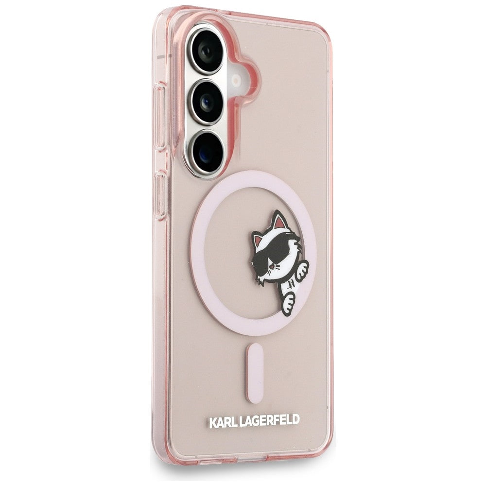 Futrola MagSafe za Samsung Galaxy S26 S942, Karl Lagerfeld, IML Choupette Peekaboo Logo, Roza