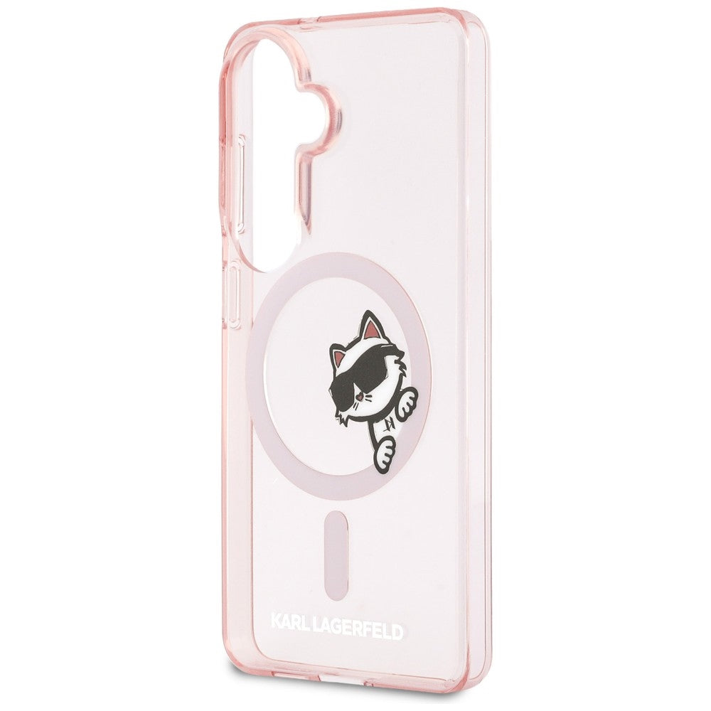 Futrola MagSafe za Samsung Galaxy S26 S942, Karl Lagerfeld, IML Choupette Peekaboo Logo, Roza