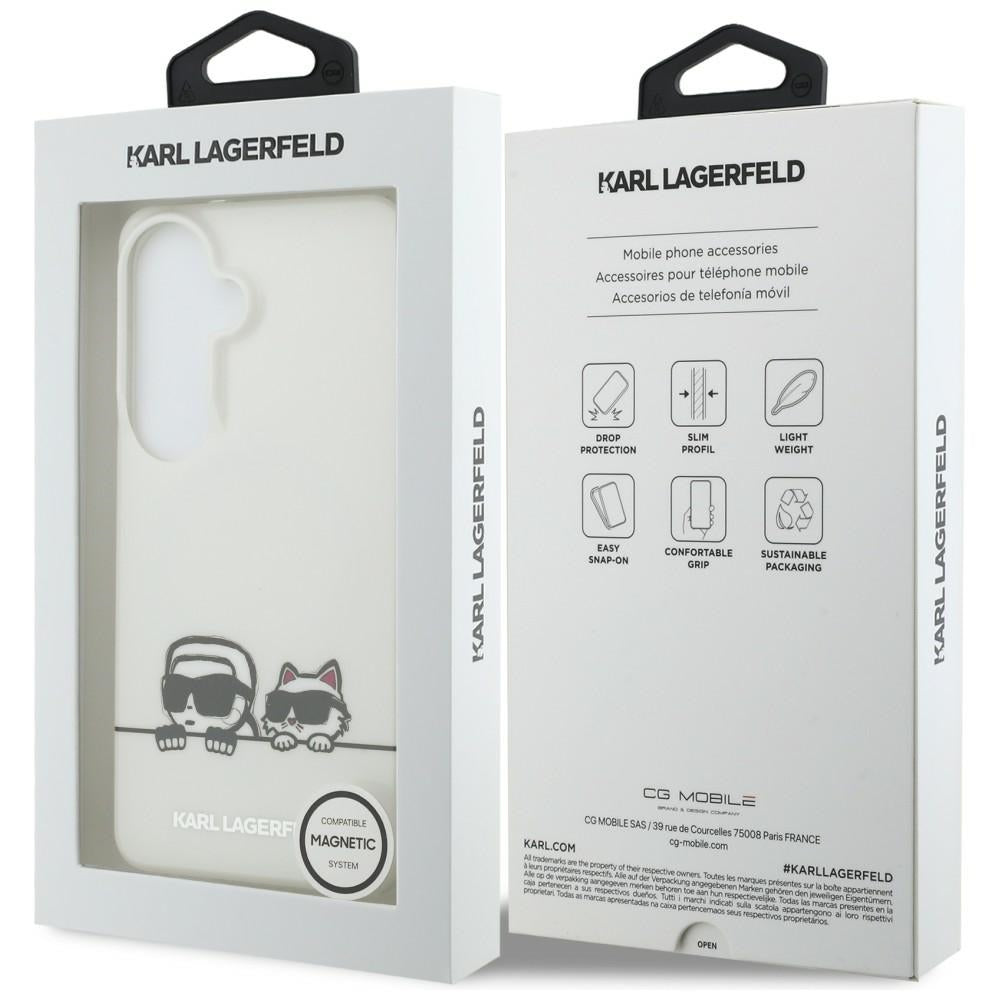 Futrola MagSafe za Samsung Galaxy S26 S942, Karl Lagerfeld, IML Karl & Choupette Peekaboo Logo, Bijela