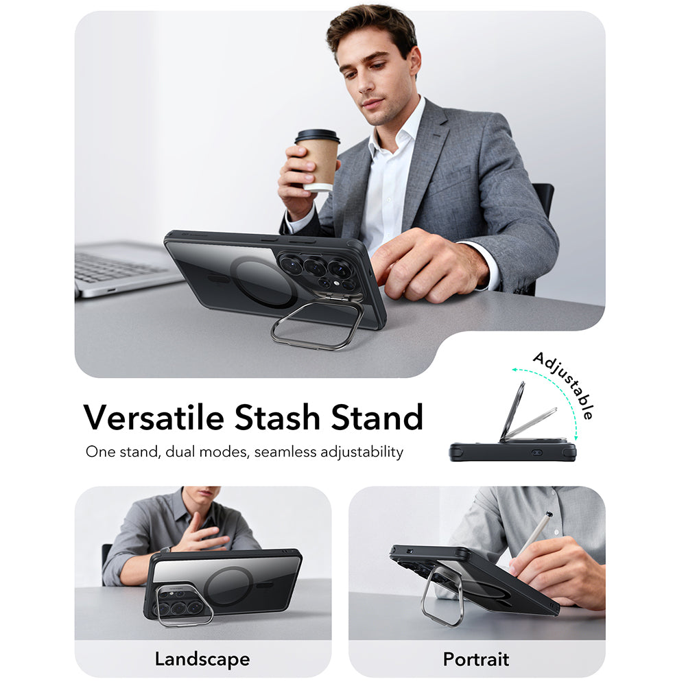 Futrola MagSafe za Samsung Galaxy S26 Ultra S948, ESR, Classic Hybrid Kickstand, Crno Prozirna