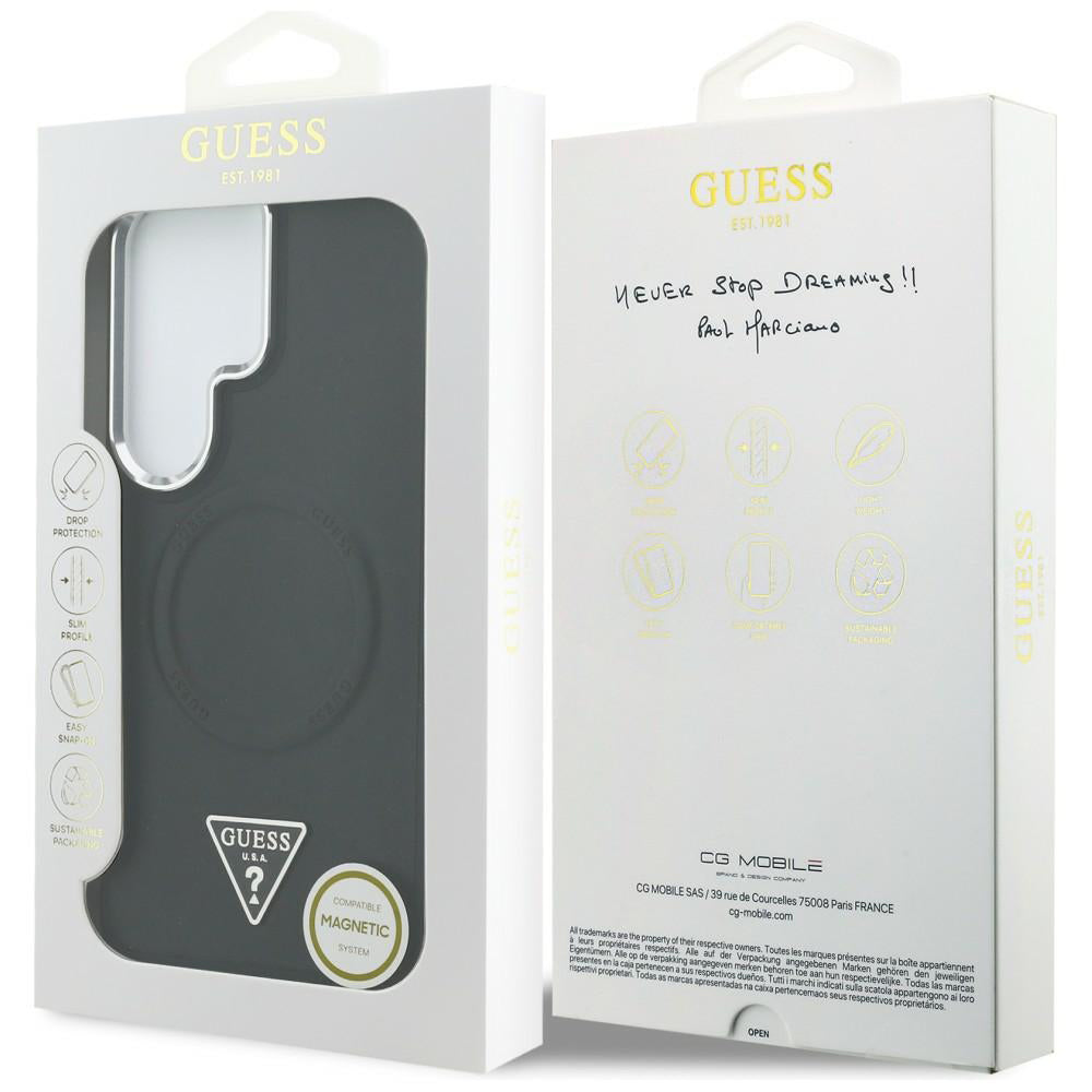 MagSafe futrola za Samsung Galaxy S26 Ultra S948, Guess, Embossed Ring Triangle Logo, Crna