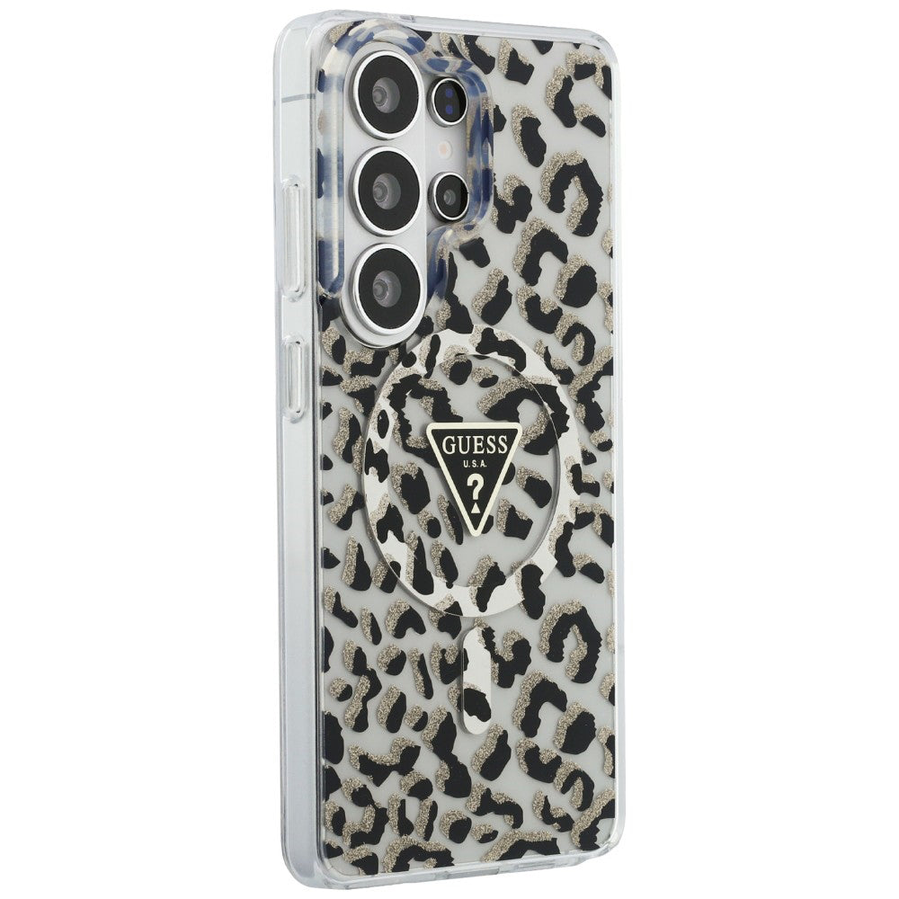 Futrola MagSafe za Samsung Galaxy S26 Ultra S948, Guess, IML Leopard uzorak, Crna