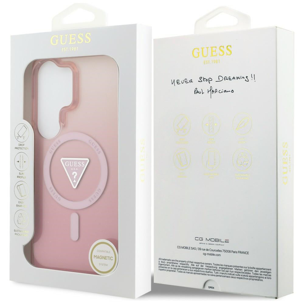 Futrola MagSafe za Samsung Galaxy S26 Ultra S948, Guess, IML Gradient Triangle Logo, Roza