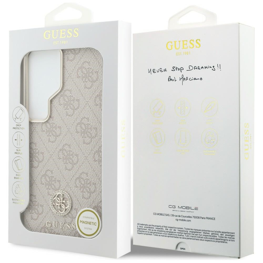 Futrola MagSafe za Samsung Galaxy S26 Ultra S948, Guess, Rhinestone Round Logo, Roza