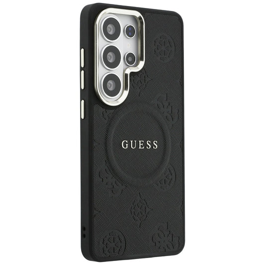 Futrola MagSafe za Samsung Galaxy S26 Ultra S948, GUESS, Saffiano Peony Embossed Ring, Crna