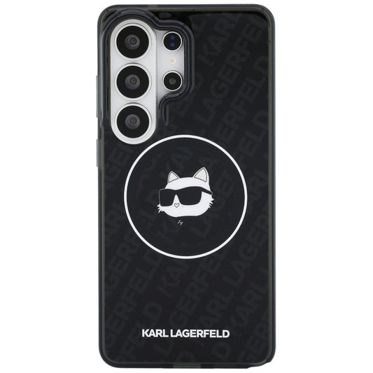 MagSafe futrola za Samsung Galaxy S26 Ultra S948, Karl Lagerfeld, IML Choupette Head on KL Repeated Logo, Crna