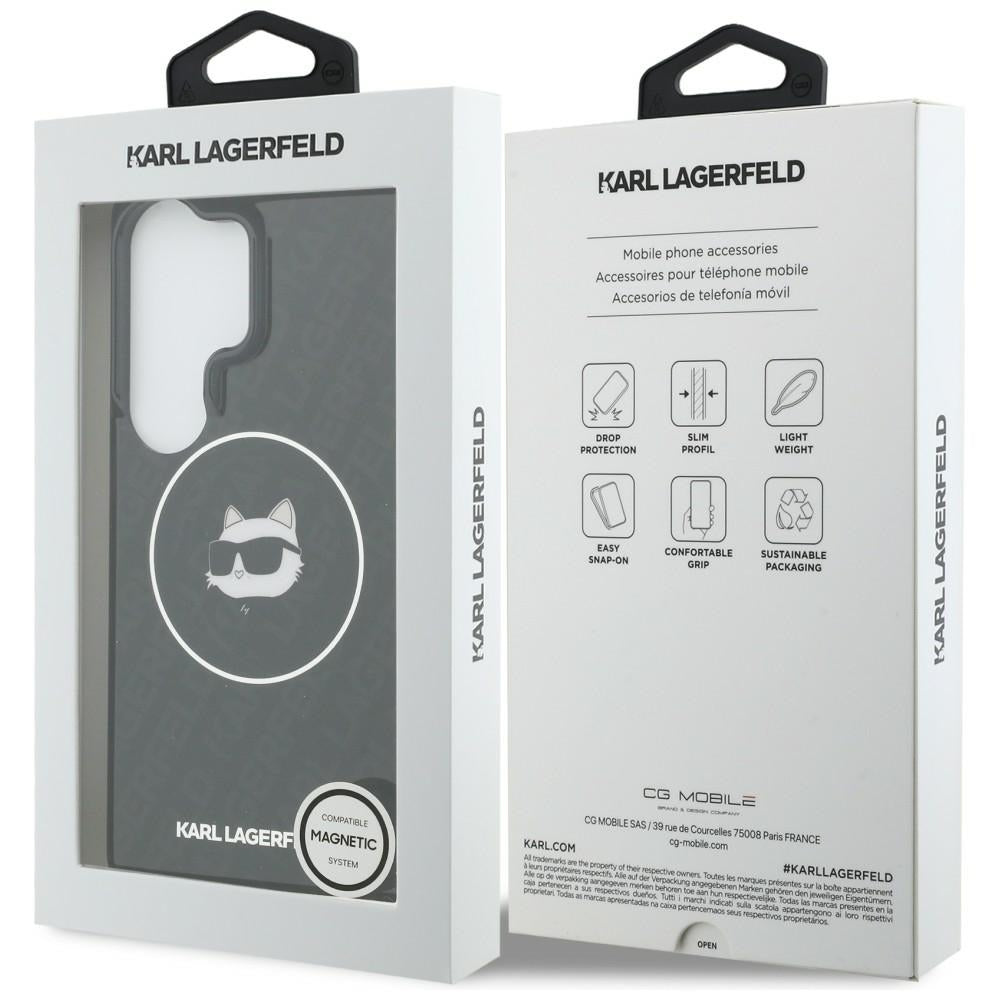 MagSafe futrola za Samsung Galaxy S26 Ultra S948, Karl Lagerfeld, IML Choupette Head on KL Repeated Logo, Crna