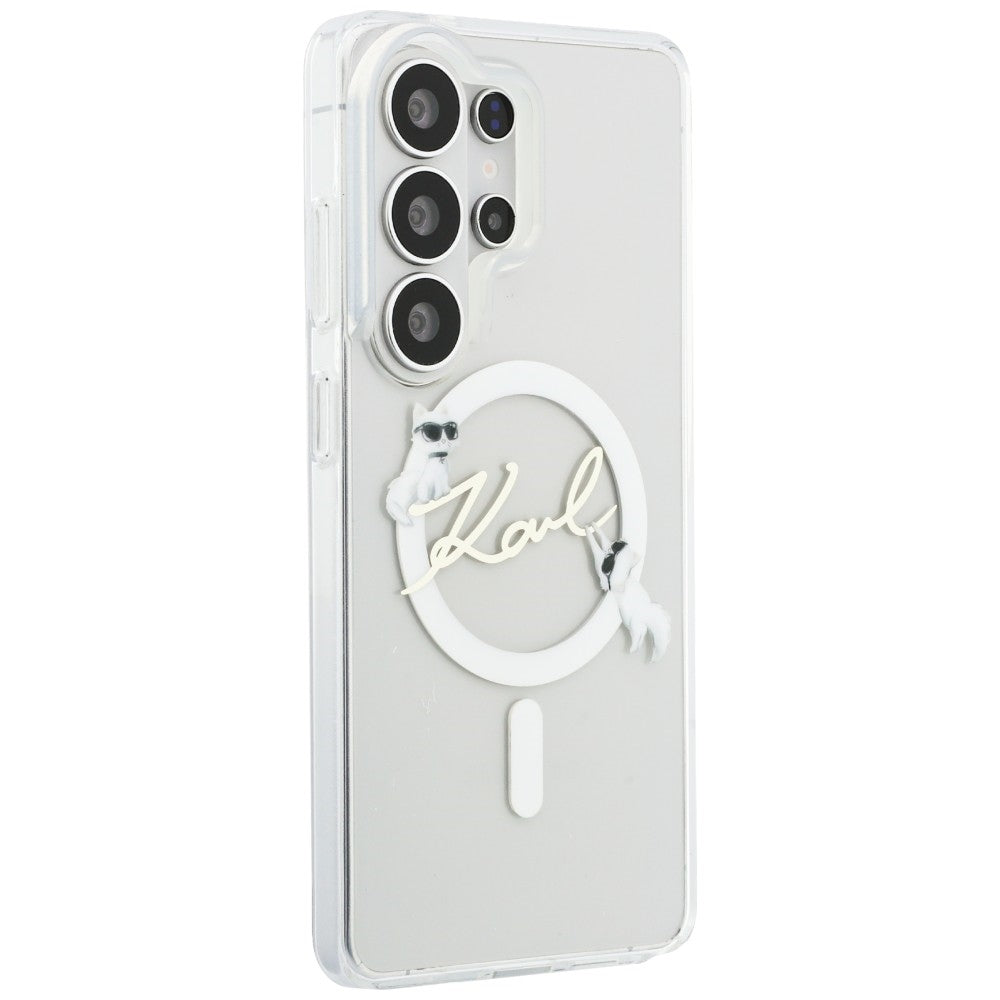 MagSafe futrola za Samsung Galaxy S26 Ultra S948, Karl Lagerfeld, IML Choupette Karl Script Logo, Bijela