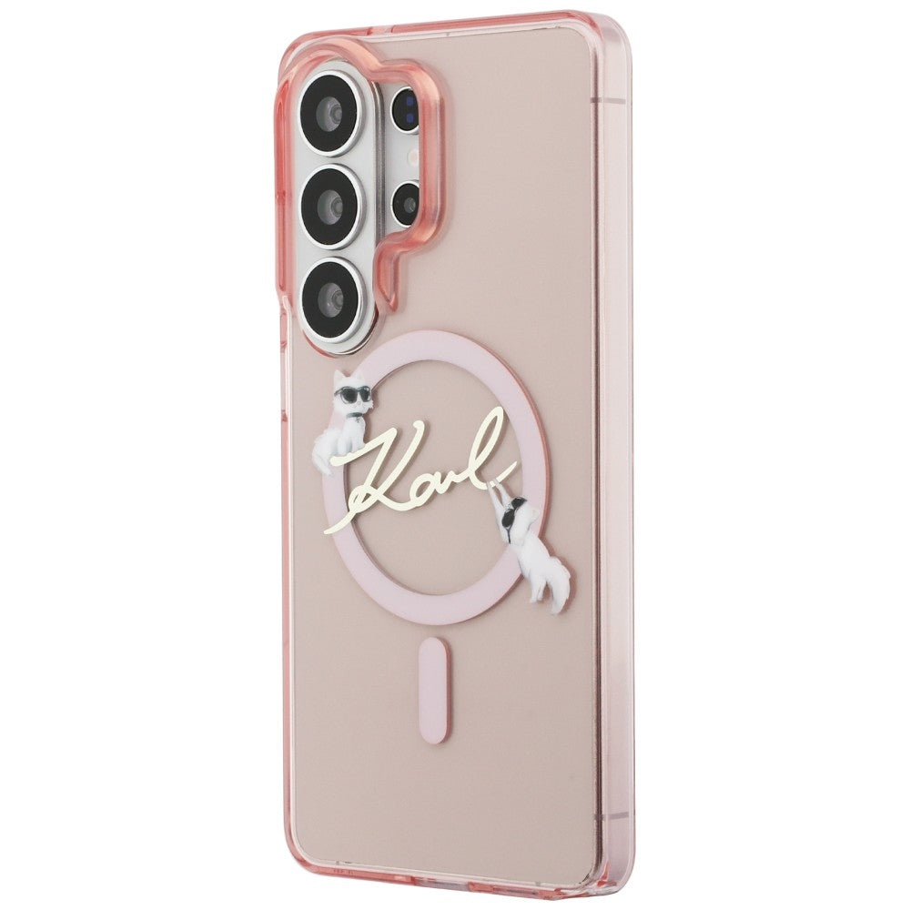 Futrola MagSafe za Samsung Galaxy S26 Ultra S948, Karl Lagerfeld, IML Choupette Karl Script Logo, Roza