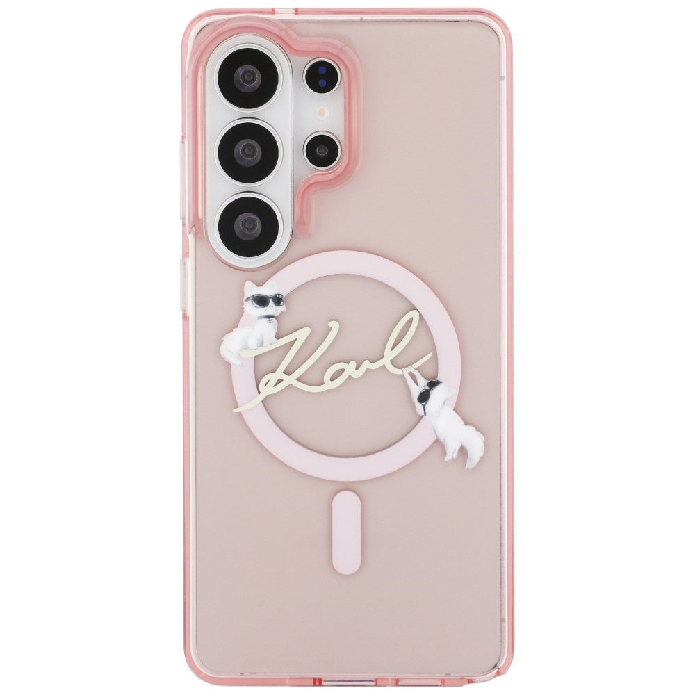 Futrola MagSafe za Samsung Galaxy S26 Ultra S948, Karl Lagerfeld, IML Choupette Karl Script Logo, Roza