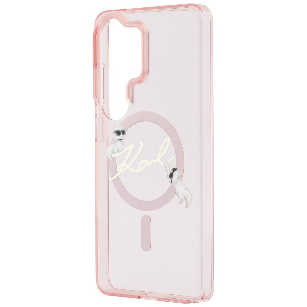Futrola MagSafe za Samsung Galaxy S26 Ultra S948, Karl Lagerfeld, IML Choupette Karl Script Logo, Roza