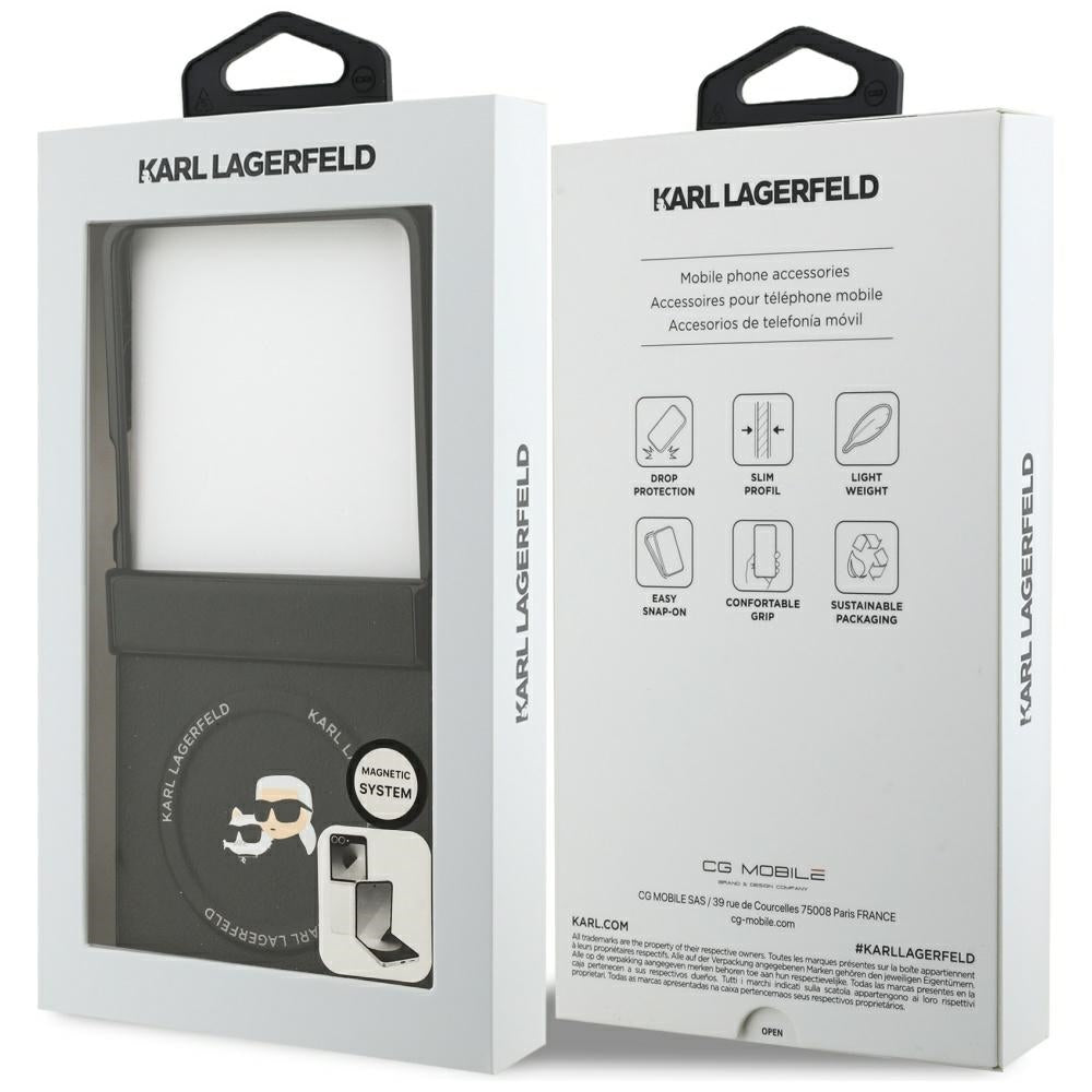 MagSafe futrola za Samsung Galaxy Z Flip7 F766, Karl Lagerfeld, Karl & Choupette Pins, Crna