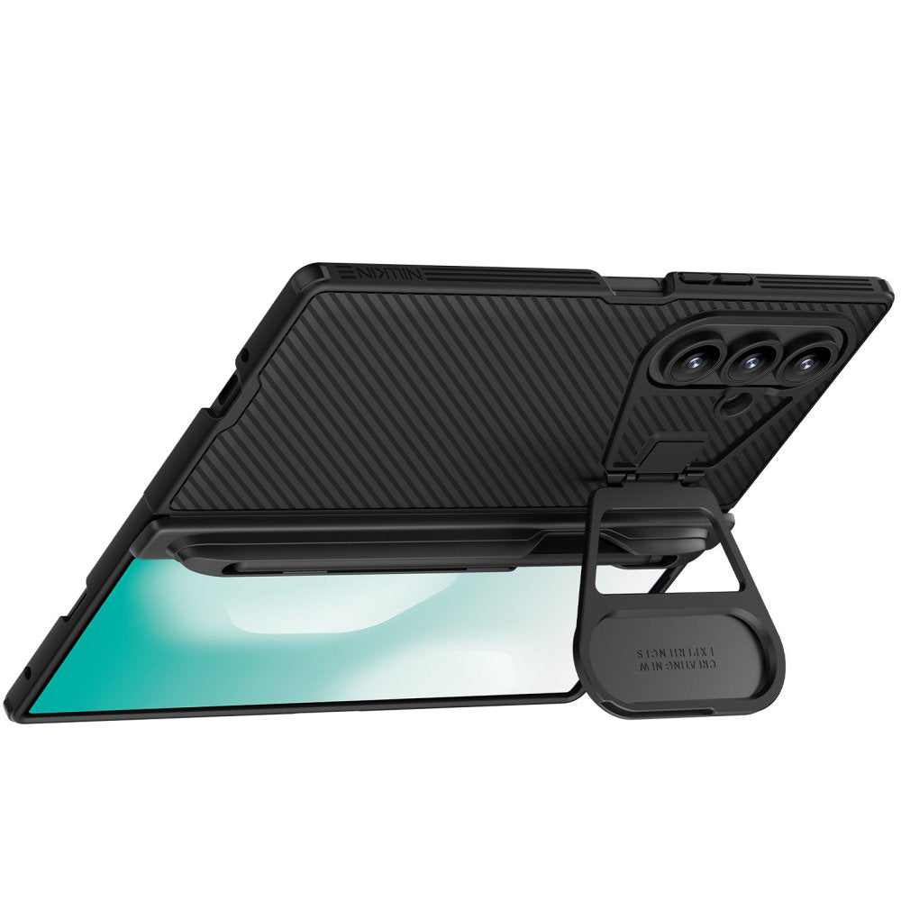 MagSafe futrola za Samsung Galaxy Z Fold7 F966, Nillkin, CamShield Prop s metalnim poklopcem za objektiv i držačem za S-Pen, Crna