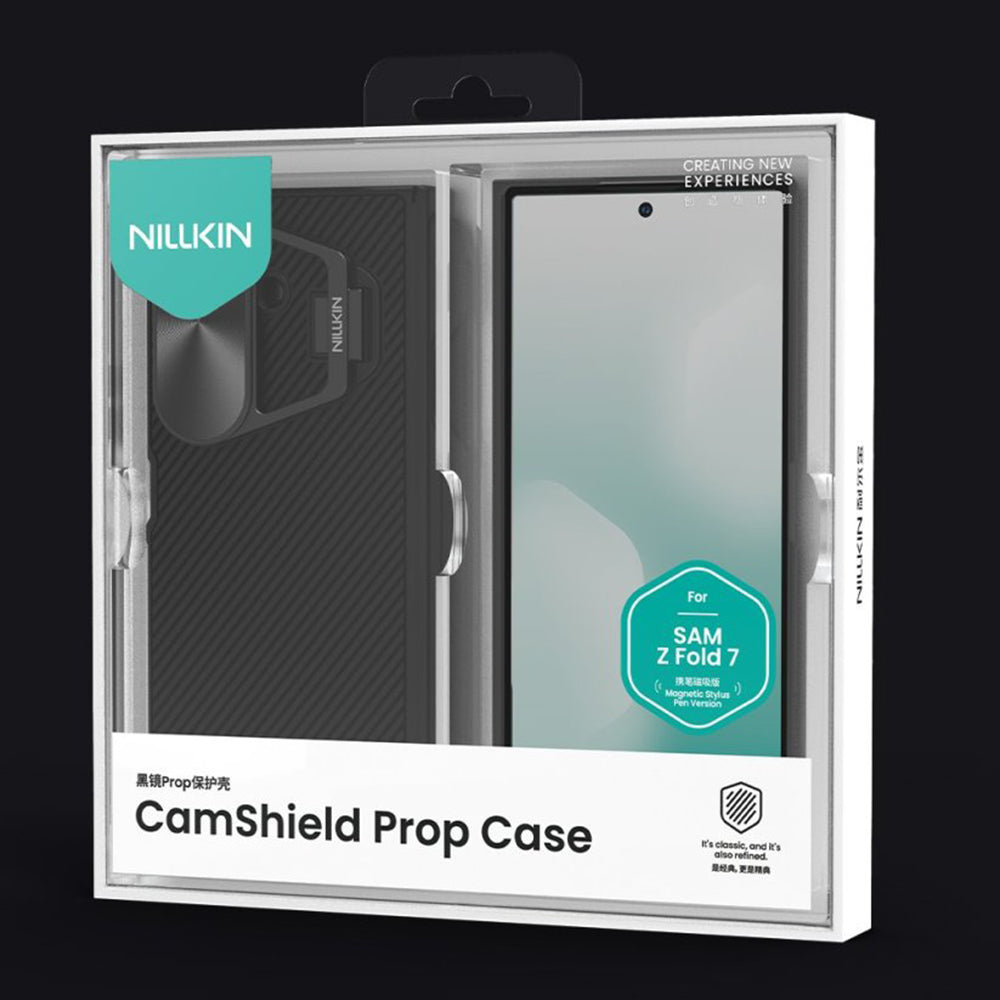 MagSafe futrola za Samsung Galaxy Z Fold7 F966, Nillkin, CamShield Prop s metalnim poklopcem za objektiv i držačem za S-Pen, Crna
