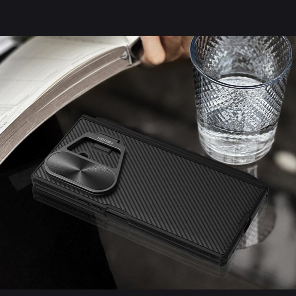 MagSafe futrola za Samsung Galaxy Z Fold7 F966, Nillkin, CamShield Prop s metalnim poklopcem za objektiv i držačem za S-Pen, Crna