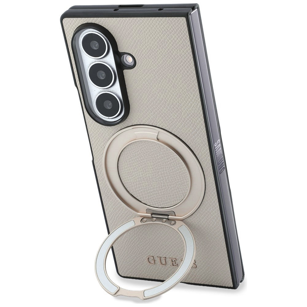 MagSafe maska za Samsung Galaxy Z Fold8 Ultra F976, Guess, Ring Stand Grained Classic Logo, Bež