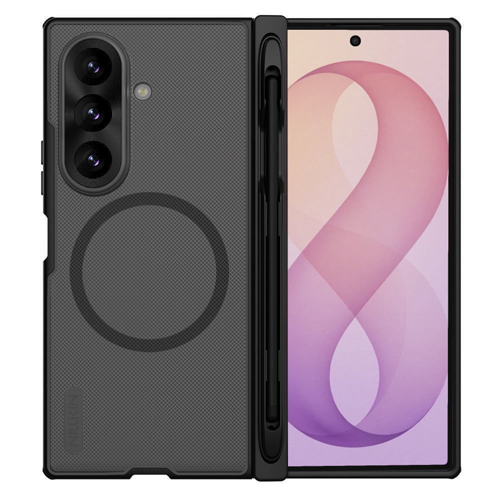 MagSafe futrola za Samsung Galaxy Z Fold8 Ultra F976, Nillkin, Super Frosted Shield s držačem za olovku, Crna Prozirna