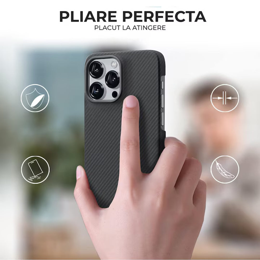 Futrola MagSafe za Apple iPhone 17 Pro Max, Techsuit, Aramid Fiber, Crna