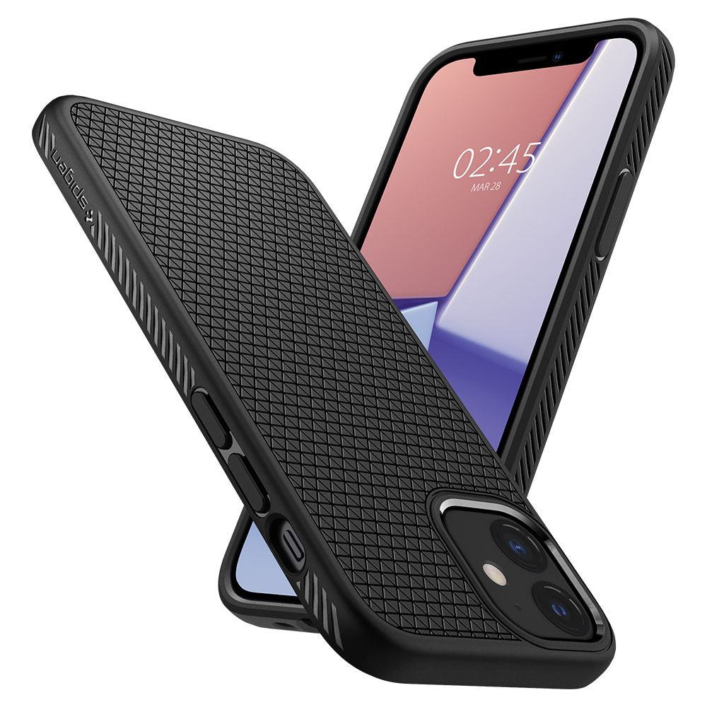 Maska za Apple iPhone 12 / 12 Pro, Spigen, Liquid Air, Crna ACS01701