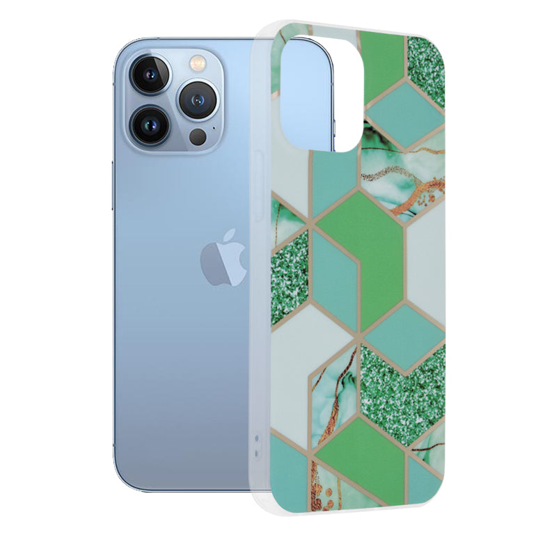 Maska za Apple iPhone 13 Pro Max, Techsuit, Mramor, Zelena