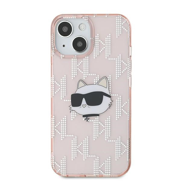 Futrola za Apple iPhone 14, Karl Lagerfeld, IML Luxury Monogram Choupette's Head, Roza