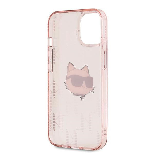 Futrola za Apple iPhone 14, Karl Lagerfeld, IML Luxury Monogram Choupette's Head, Roza