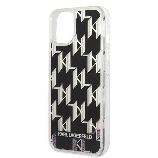 Futrola za Apple iPhone 14, Karl Lagerfeld, Liquid Glitter Monogram, Crna
