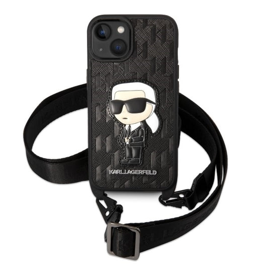 Futrola za Apple iPhone 14, Karl Lagerfeld, Monogram Ikonik Karl, Crna