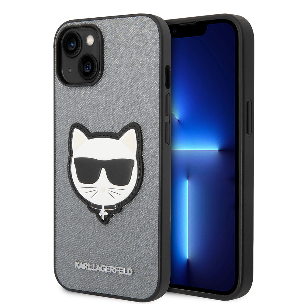 Futrola za Apple iPhone 14, Karl Lagerfeld, Saffiano Choupette's Head, Srebrna