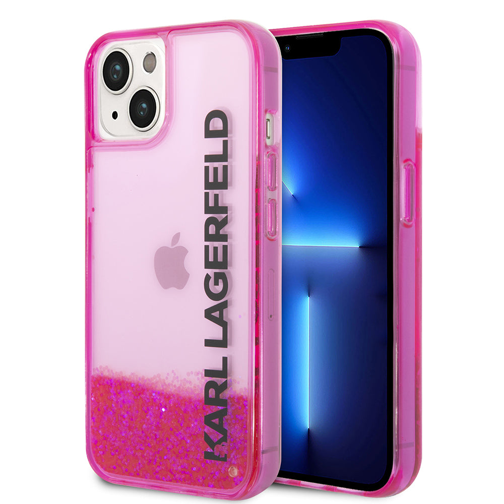 Futrola za Apple iPhone 14 Plus, Karl Lagerfeld, Liquid Glitter KL Logo, Roza