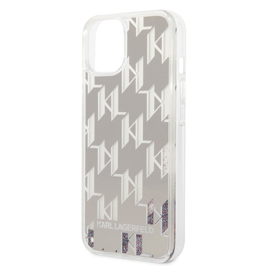 Futrola za Apple iPhone 14 Plus, Karl Lagerfeld, Liquid Glitter Monogram, Srebrna