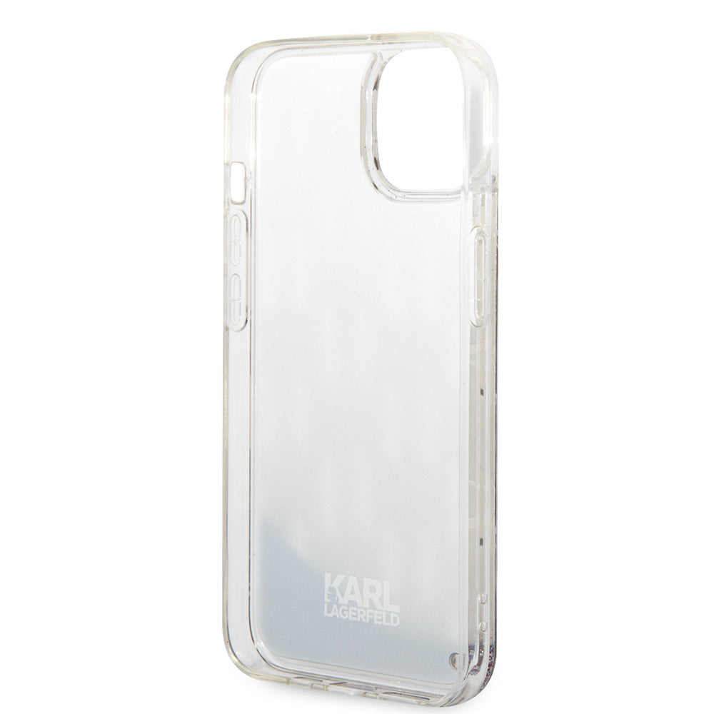 Futrola za Apple iPhone 14 Plus, Karl Lagerfeld, Liquid Glitter Monogram, Srebrna