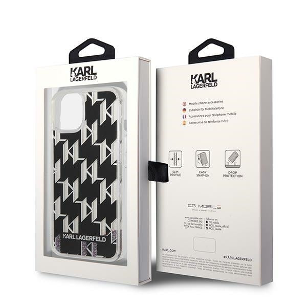 Futrola za Apple iPhone 14 Plus, Karl Lagerfeld, Liquid Glitter Monogram, Crna