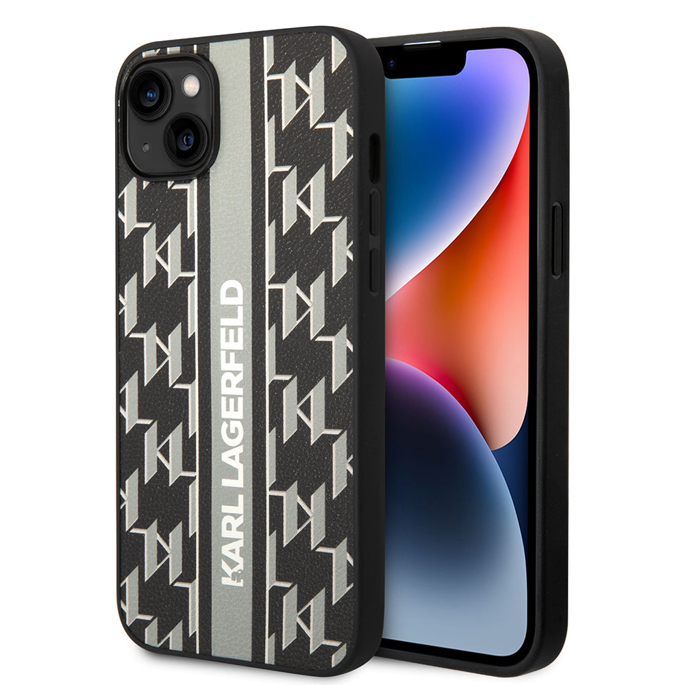 Futrola za Apple iPhone 14 Plus, Karl Lagerfeld, Monogram Stripe, Siva