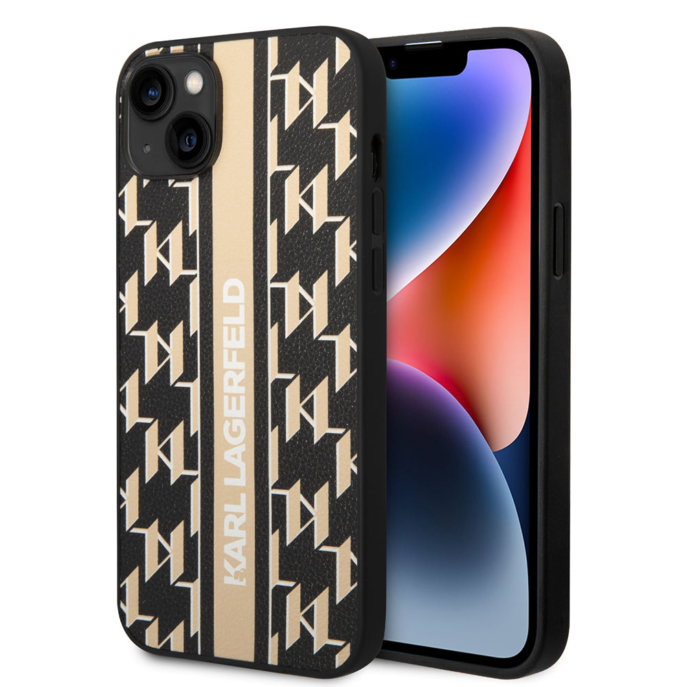 Futrola za Apple iPhone 14 Plus, Karl Lagerfeld, Monogram Stripe, Smeđa