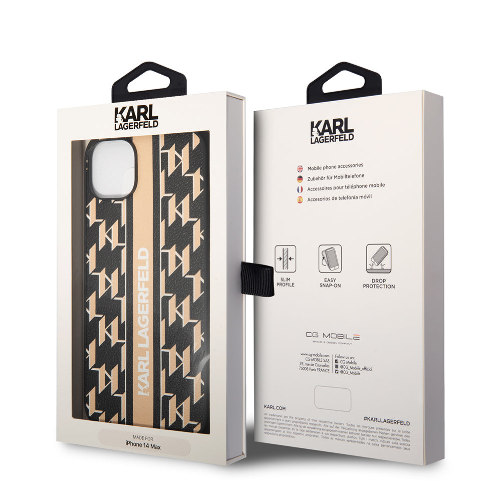 Futrola za Apple iPhone 14 Plus, Karl Lagerfeld, Monogram Stripe, Smeđa