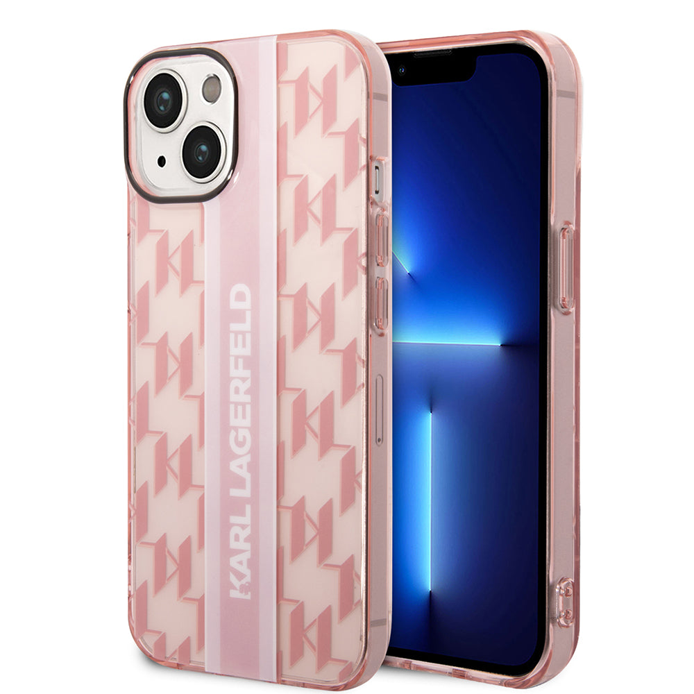 Futrola za Apple iPhone 14 Plus, Karl Lagerfeld, Monogram Stripe, Roza