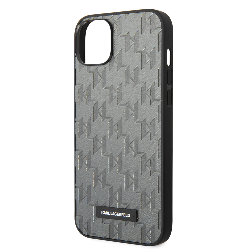 Futrola za Apple iPhone 14 Plus, Karl Lagerfeld, Saffiano Monogram Metal Logo, Siva