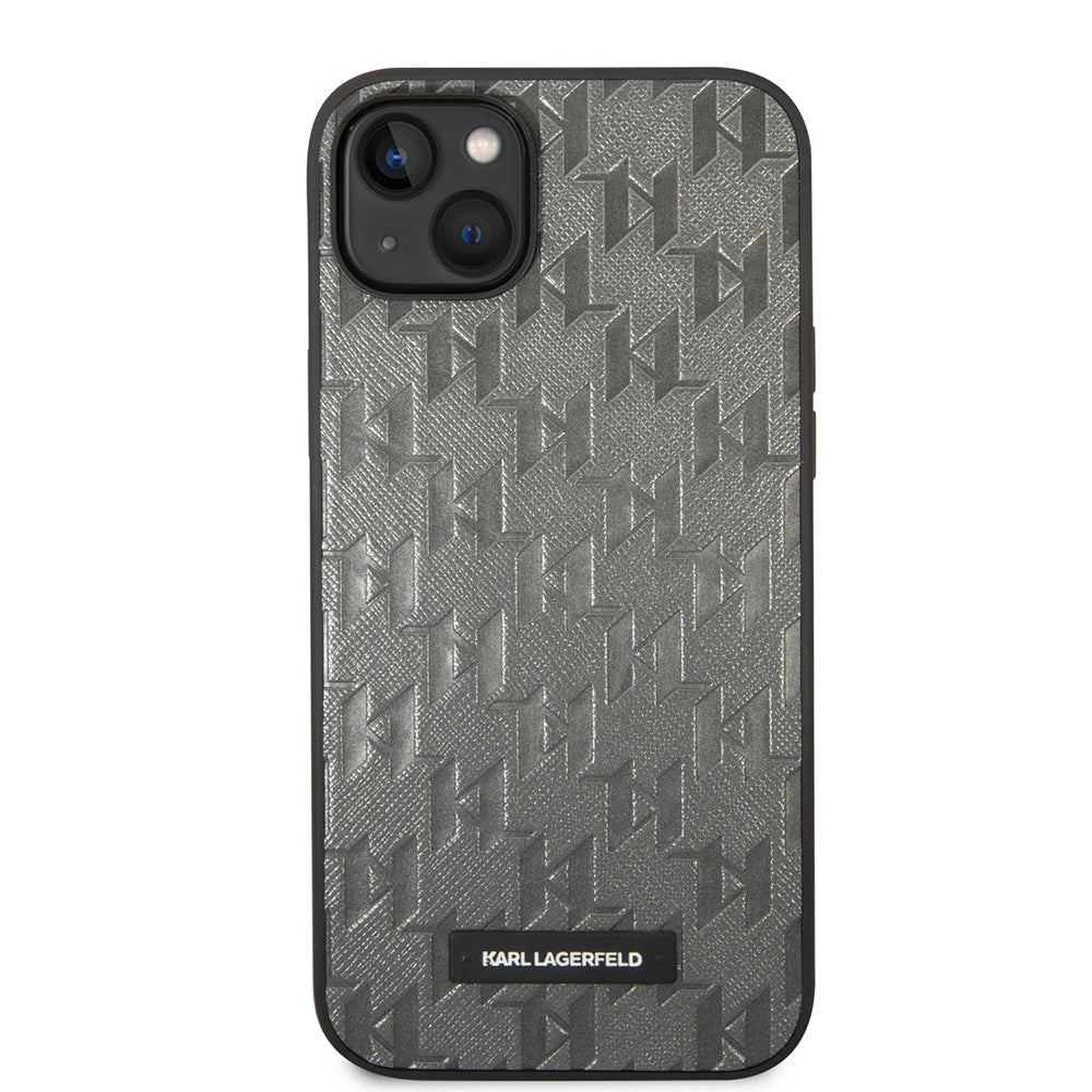 Futrola za Apple iPhone 14 Plus, Karl Lagerfeld, Saffiano Monogram Metal Logo, Siva
