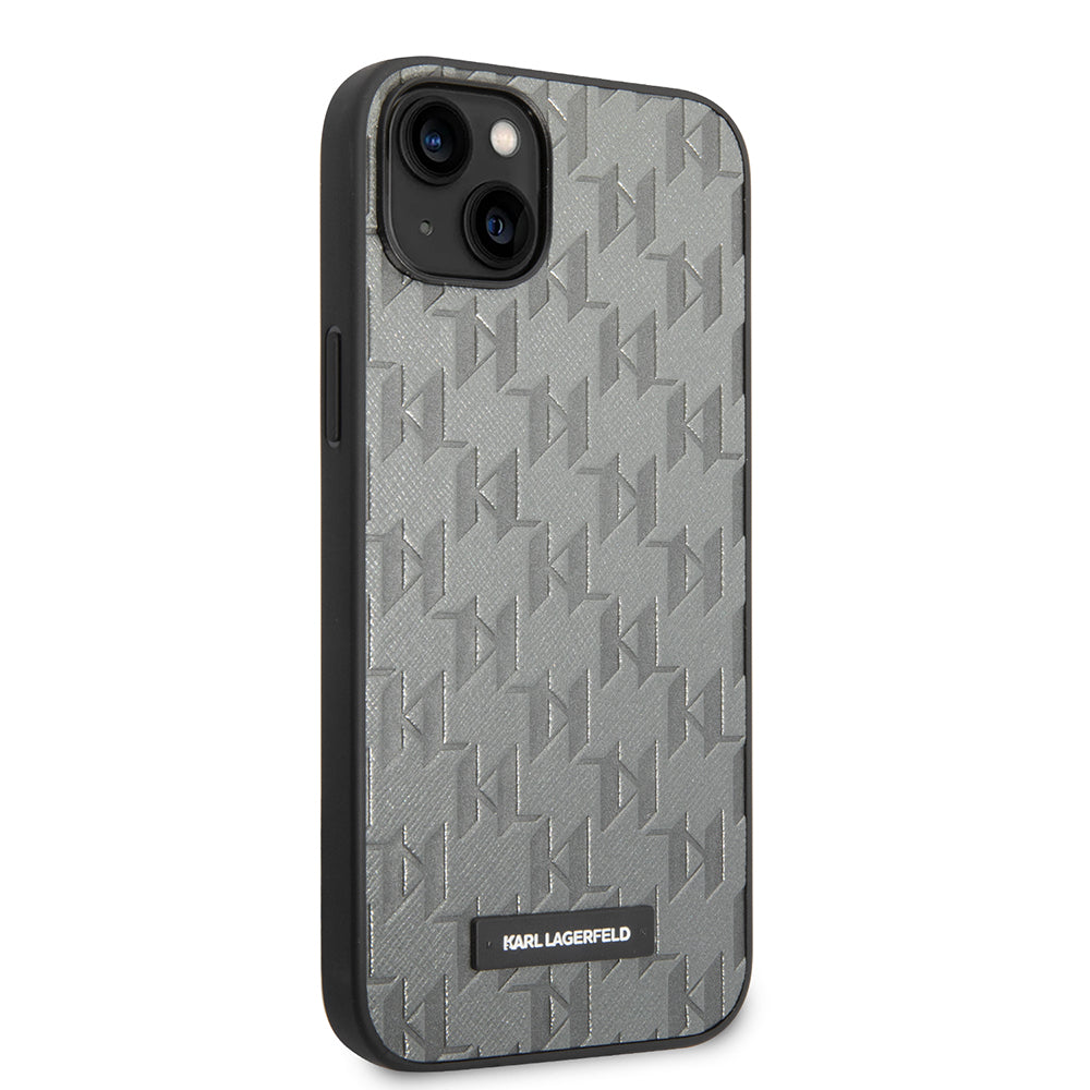 Futrola za Apple iPhone 14 Plus, Karl Lagerfeld, Saffiano Monogram Metal Logo, Siva