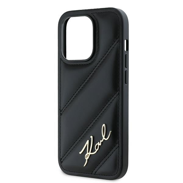 Futrola za Apple iPhone 14 Pro, Karl Lagerfeld, Diagonal Quilted Script, Crna