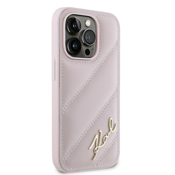 Futrola za Apple iPhone 14 Pro, Karl Lagerfeld, Diagonal Quilted Script, Roza